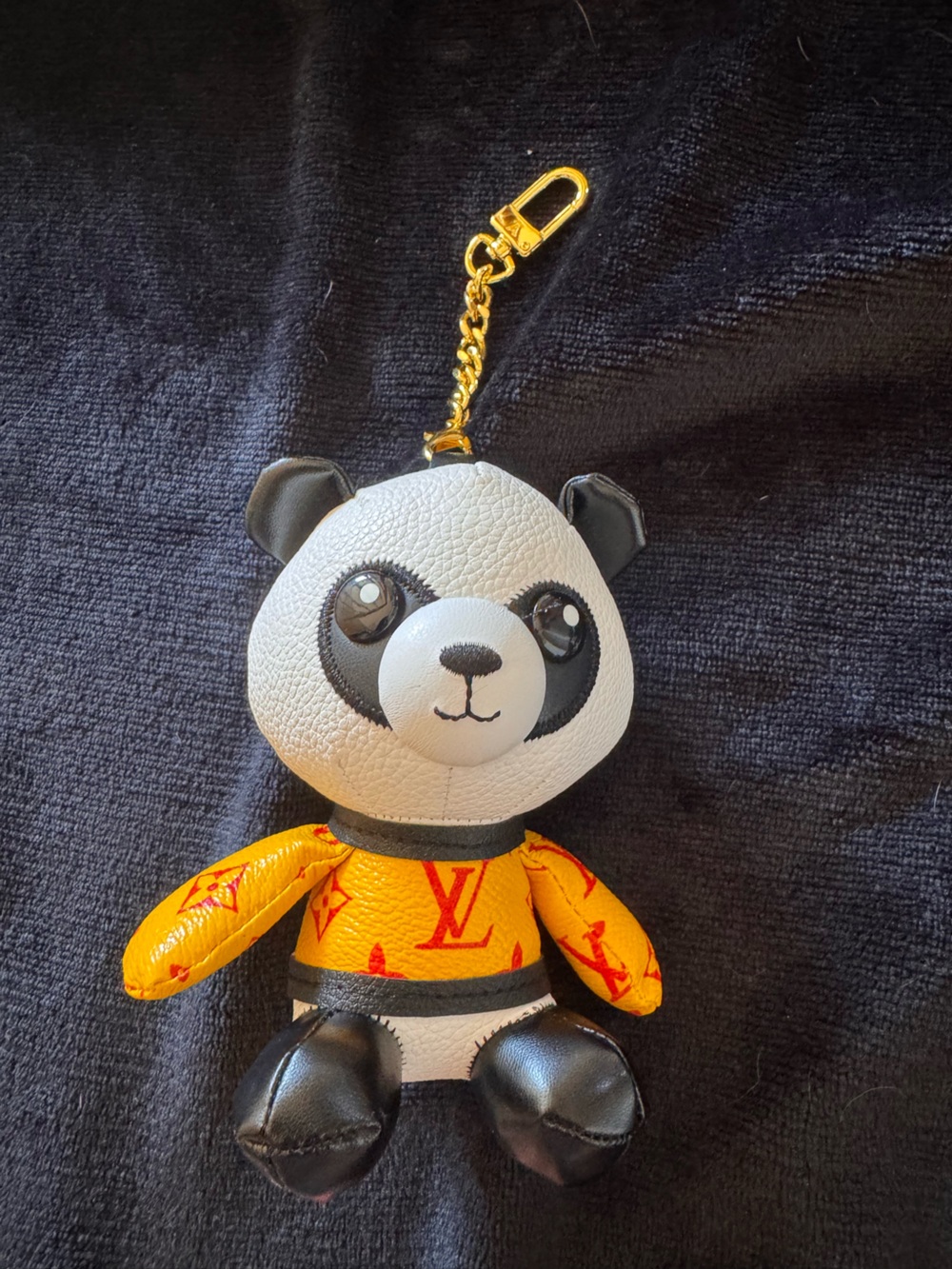 Panda Plush Keychain / Bag Charm in White, Black and Yellow
